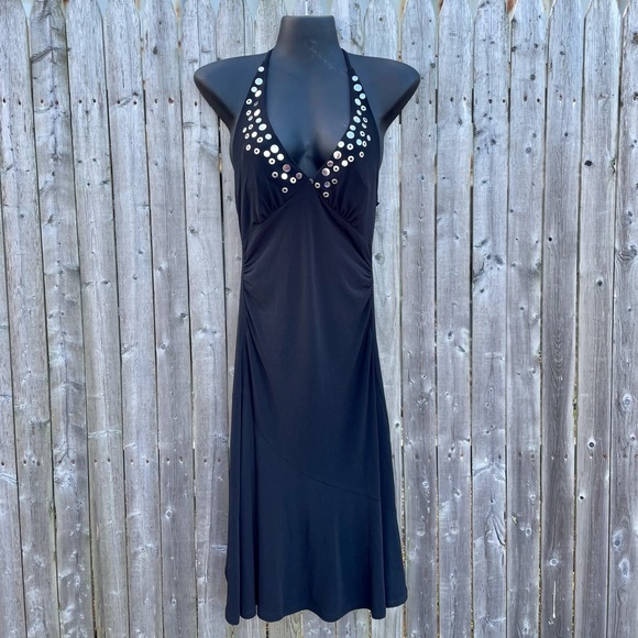 Ruby Rox Dresses & Skirts - Women’s beautiful black sexy v-neck halter style soft ruched dress